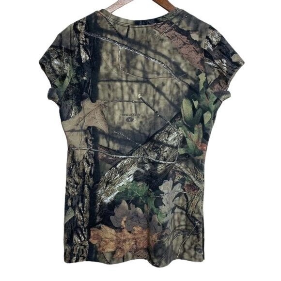 Mossy Oak Tee Shirt Break Country Fitted Camo Camouflage Hunting V-neck Top M - Picture 4 of 7
